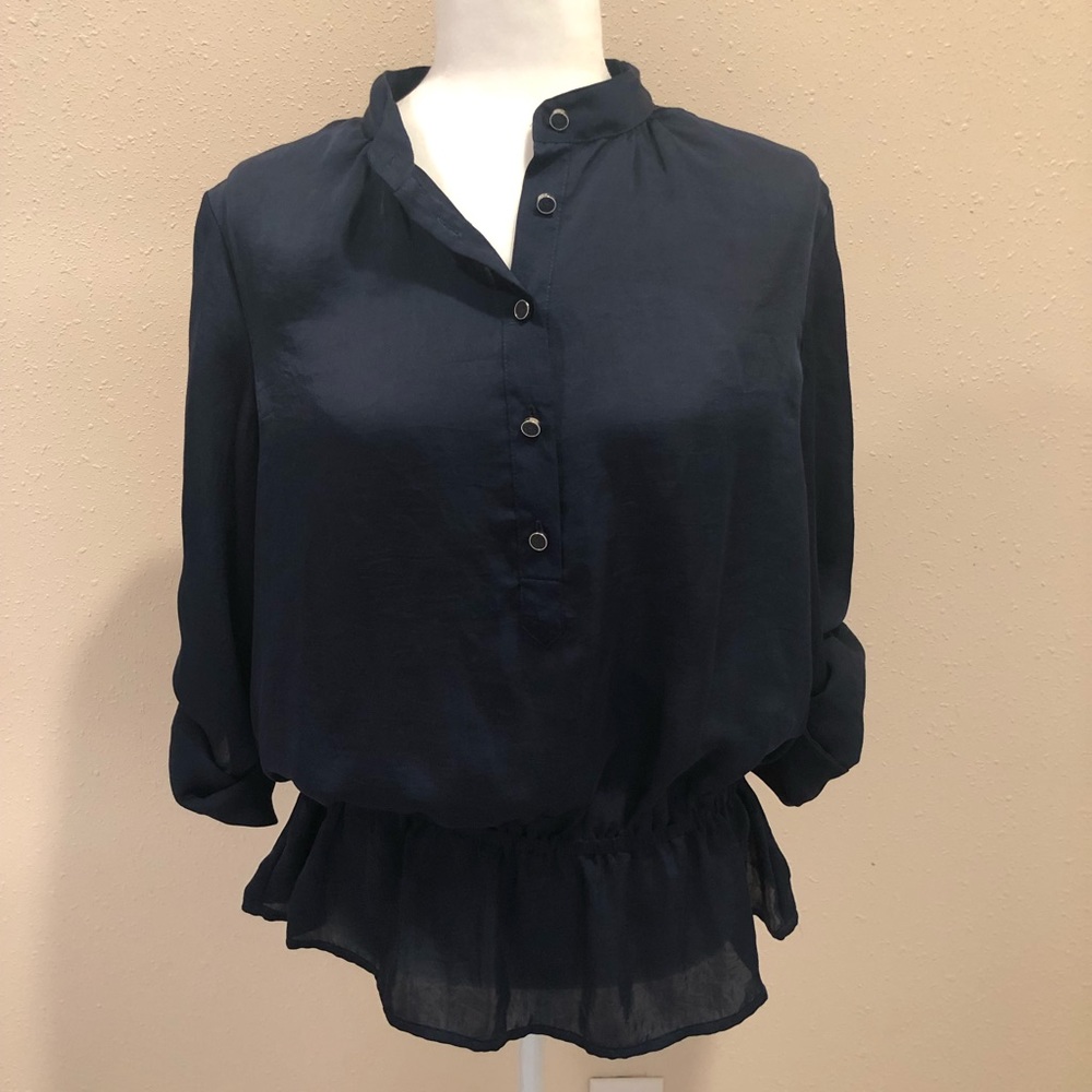 Michael Kors Navy Satin Button up Tunic M